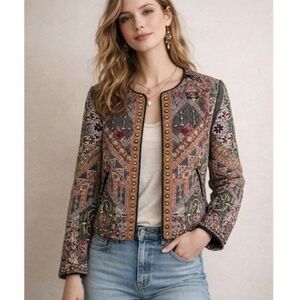 ANTHROPOLOGIE HEMANT & NANDITA EMBROIDERED JACKET